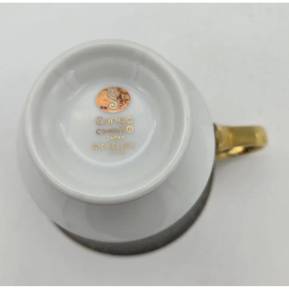 Vintage Sango Richelieu 3756 Cup Saucer Plate Set‎ Black Gold Japan